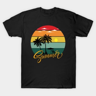 Summer. Colorful Sunshine Design, Tropical Paradise Vacation, Vintage T-Shirt